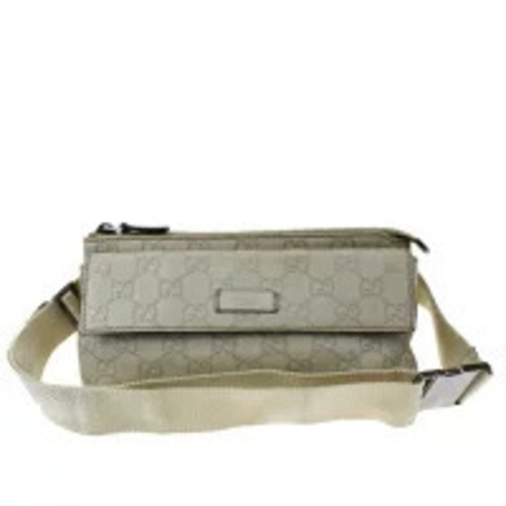 Gucci Guccissima Waist Pouch Clutch Bag GG Ivory White Leather